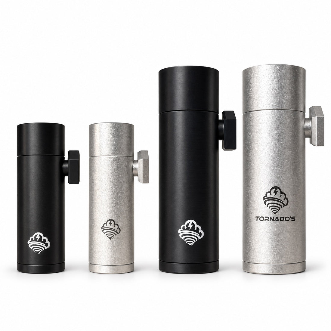 Tornado's product comparison, black and silver finishes
